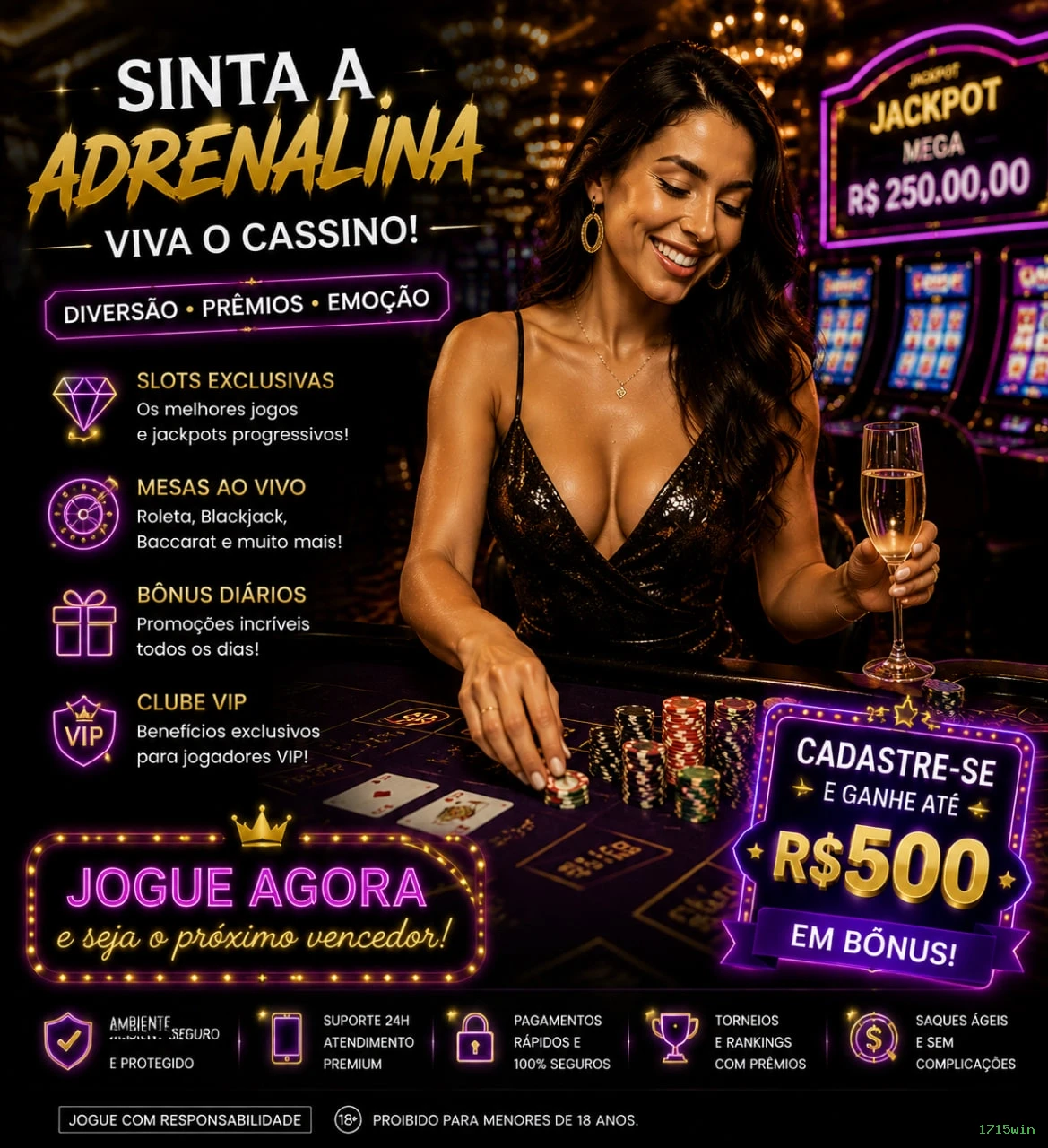 Bônus boas-vindas 1715win R$100